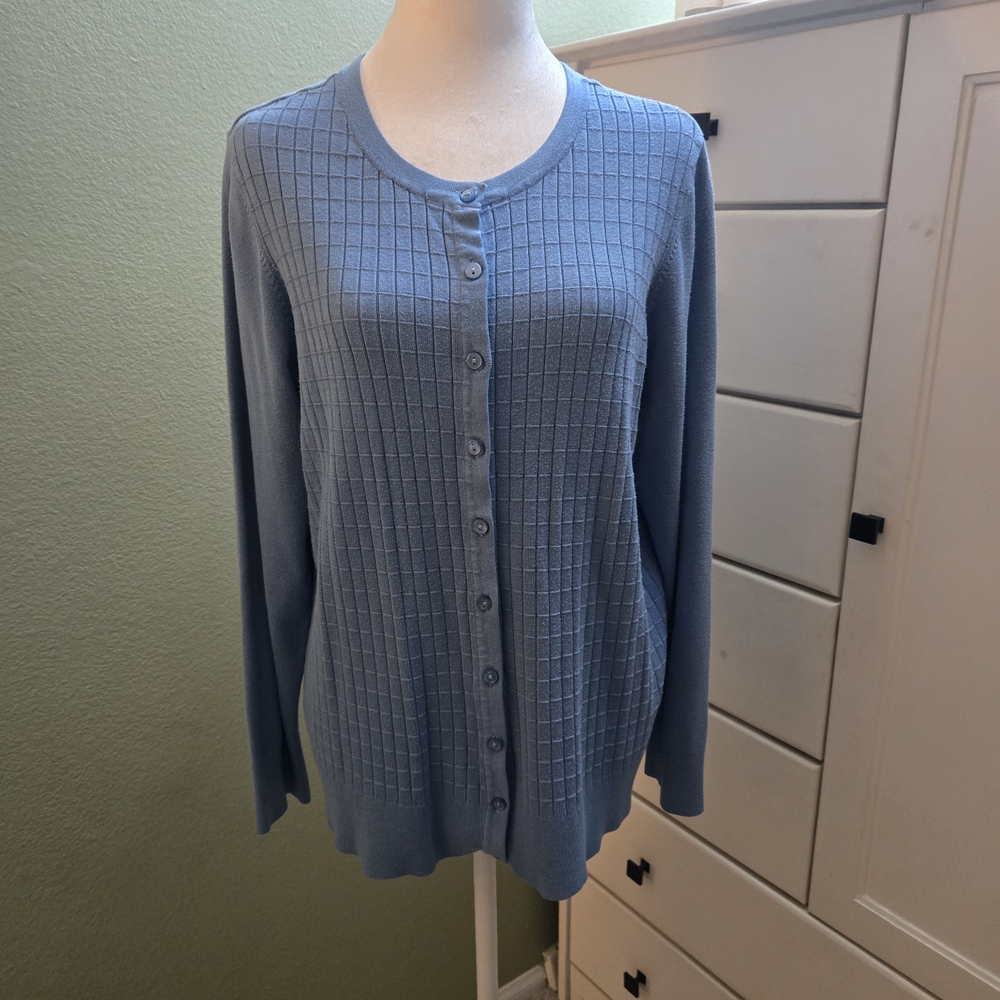 Charter Club Women's Blue Textured Cardigan